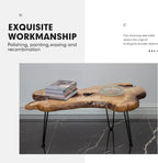 Handcrafted Modern Coffee Table with Natural Wood Edge and Hairpin Legs