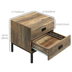 Wallace Nightstand with Storage, Retro Bedside Table, Side Table with 2 Drawers, Steel Frame for Bedroom, Coffee