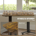 43 Inch Rolling Table Rustic Brown
