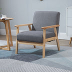 Billie Minimalistic Accent Chair with Thick Linen Cushions-Grey