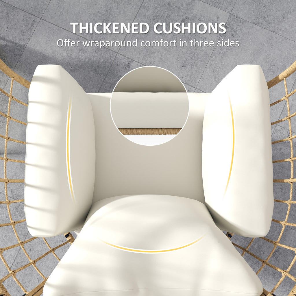 Archer Oversized Rocking Indoor/Outdoor Egg Chair with Thickened Cushions-Beige