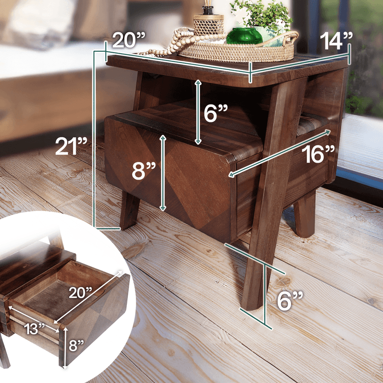 Slother-Rum Nightstand with drawer