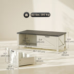 Lowen Farmhouse Coffee Table with Drawer, Open Storage Shelf for Living Room, Dining Room, Office, Distressed White