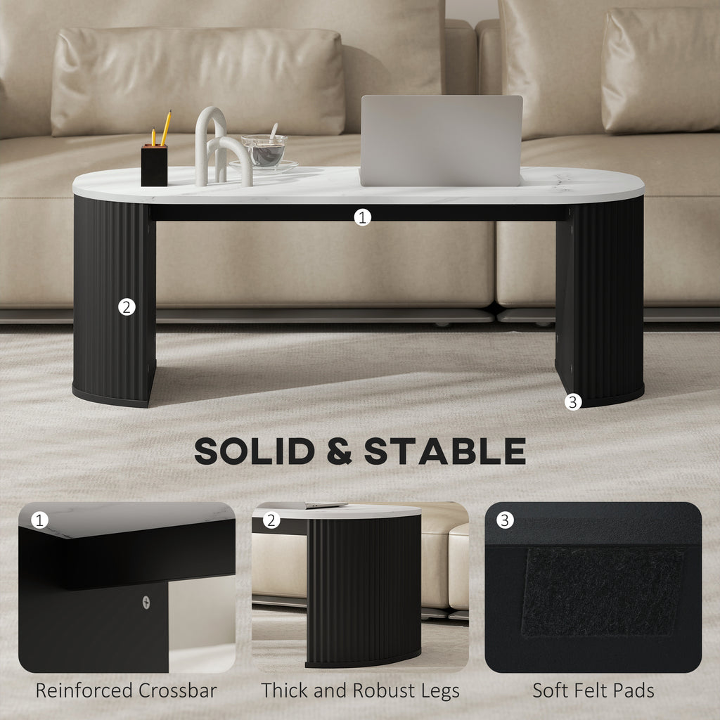 Modern Marble-Effect Living Room Table 