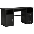 Bloom 57" Computer Desk with Keyboard Tray and Storage Drawers-Black
