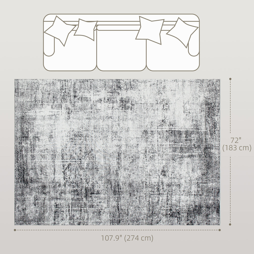 Cassidy 6x9 Modern Machine Washable and Non-Slip Area Rug-Grey