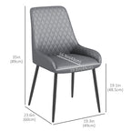 Blake PU Leather Kitchen Chairs, Modern Dining Chairs Set of 4 with Diamond Tufting and Steel Legs for Dining Room, Grey