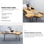 Handcrafted Modern Coffee Table with Natural Wood Edge and Hairpin Legs