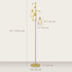 Carmen Dimmable Floor Lamp with 3 Hanging Wire Lampshades-Gold