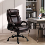 Joel PU Leather Executive Office Chair with High Back, Adjustable Height and Swivel Wheels, 400LBS Capacity, Brown