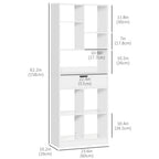 Julian Tall Freestanding Bookshelf with Drawer for Bedroom, Living Room and Home Office-White
