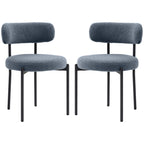 Cruz 2 Pieces Kitchen Chairs, Modern Dining Chairs w/ Berber Fleece Upholstery and Steel Legs for Living Room, Grey