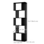 Nevada Modern 5-Tier Geometric S-Shaped Bookcase-Black