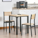 Kurt Dining Table Set for 2, 3 Piece Kitchen Table and Chairs with Metal Legs for Small Spaces, Natural Wood