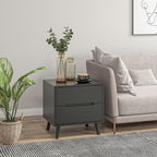 Willow Modern Nightstand with 2 Drawers, Bed End Table with Solid Wood Legs for Bedroom
