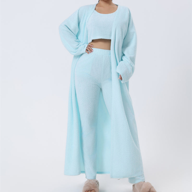 Cozy 3‑Piece Pajama Lounge Set – Soft, Fluffy & Stylish Winter Loungewear for Women