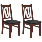 Parker Farmhouse Dining Table Chairs Set of 2, Pine Wood Kitchen Table Chairs with PU Leather Cushion for Living Room, Bedroom
