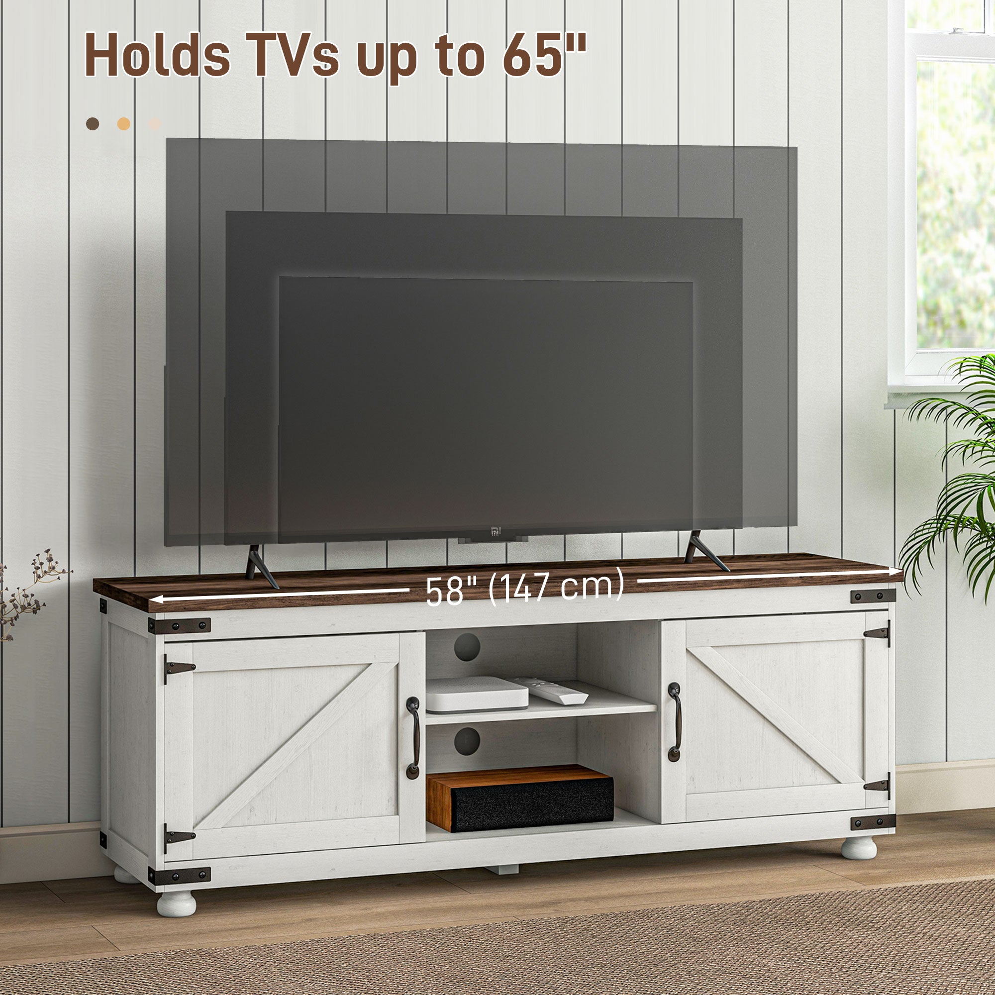 Kirby Farmhouse TV Stand Small Minimalist Barn Doors Cable