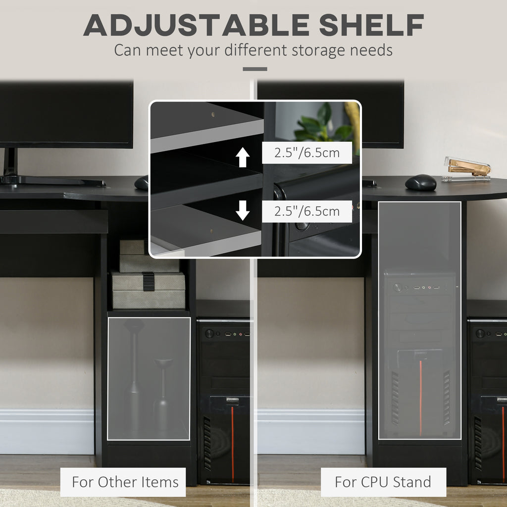 Parker Office Desk with Storage, Modern Computer Workstation Desk with Keyboard Tray-Black