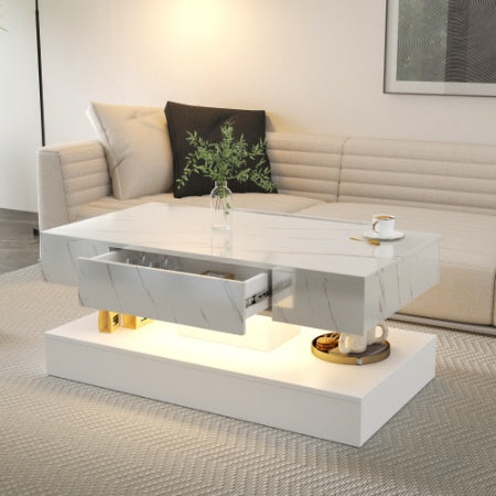 Cole 16.93" High LED Coffee Table – Modern RGB Living Room Centerpiece with Storage