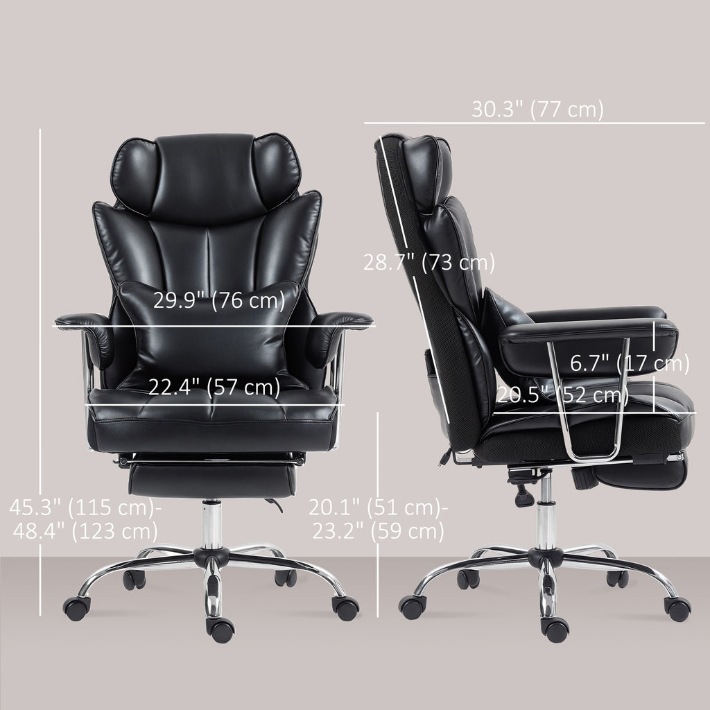 Matteo 400LBS Massage Office Chair, Executive Office Chair with 6-Point Vibration, Footrest and Lumbar Support, Black