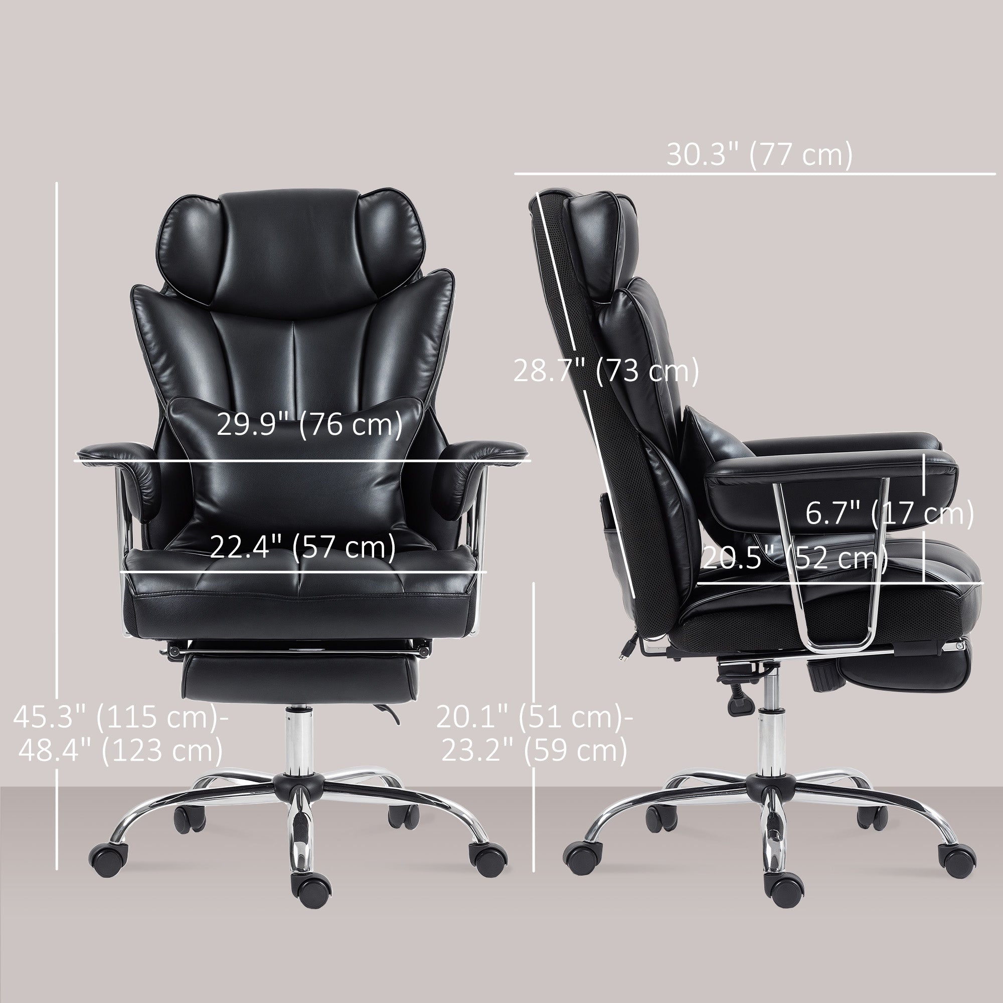 Matteo 400LBS Massage Office Chair, Executive Office Chair with 6-Point Vibration, Footrest and Lumbar Support, Black