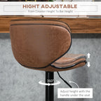 Anna Vintage Set of 2 Microfiber Cloth Adjustable Counter/Bar Height Stools with Swivel Seat, Brown
