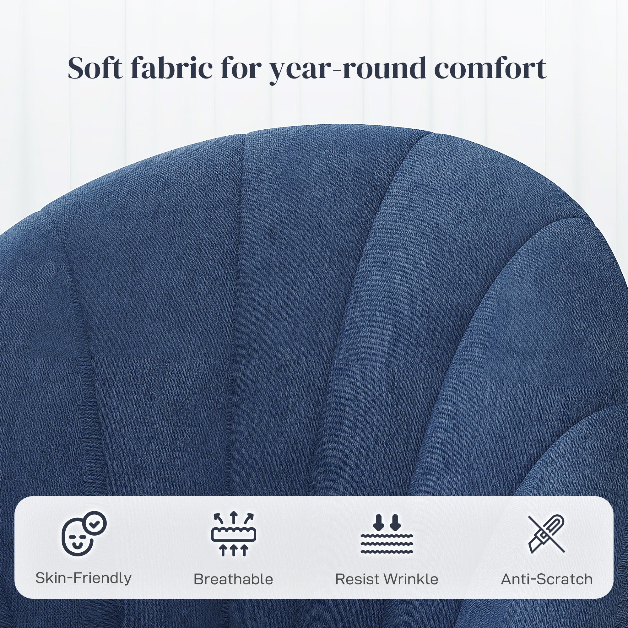 Skylar Modern Dining Chairs Set of 4, Upholstered Dining Room Chairs with Metal Legs, Shell Backrest, Padded Seat, Blue