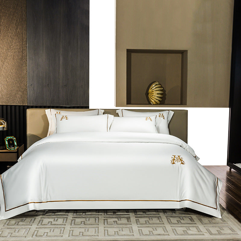Premium Cotton Twill Bed Sheet Four‑Piece Set – INS Style Comfort & Modern Design