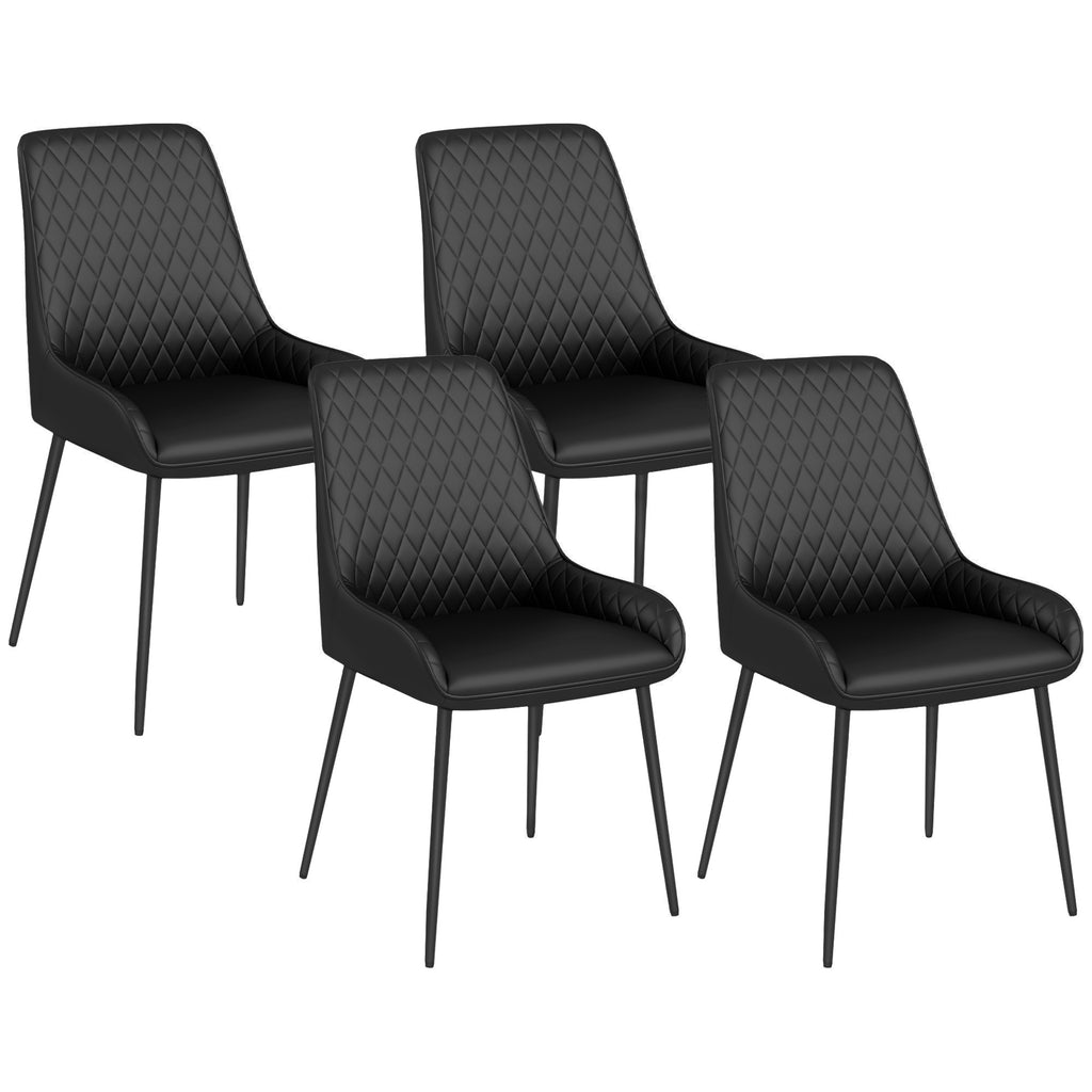 Blake Modern Dining Chairs PU Leather Metal Legs Set of 4 Kitchen Chairs Living Room Quality Design Mid-Class Black
