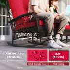 Oxlade Outdoor Rattan Wicker Rocking Chair with Thick Cushions-Set of 2-Red