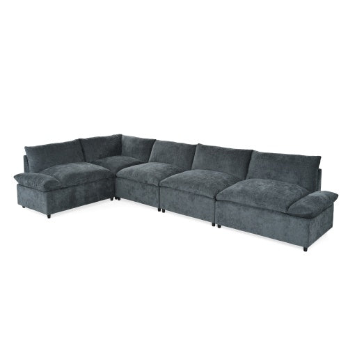 Jewel 115.5" Modular Deep Gray Sectional Sofa with Storage &