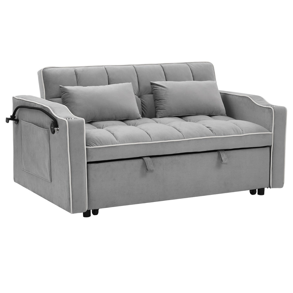 Belmont 55.51 Inch Versatile Foldable Sofa Bed In 3 Lengths, Modern Sofa Sofa