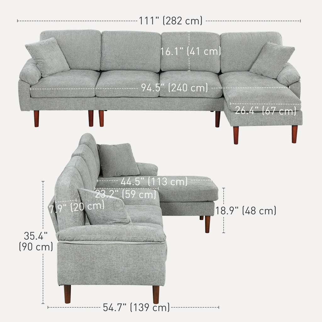 Elliott Modern Reversible Sectional with Changeable Chaise Lounge-Grey