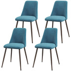 Rene Upholstered Dining Chairs Set of 4, Velvet Accent Chair with Back and Wood-grain Steel Leg for Kitchen, Blue