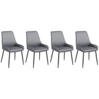 Blake PU Leather Kitchen Chairs, Modern Dining Chairs Set of 4 with Diamond Tufting and Steel Legs for Dining Room, Grey