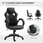 Erling Gaming Chair-Office Chair with Swivel Wheels, Padded Headrest, Tilt Function, Black