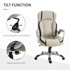 Fisher Office Chair PU Leather Executive on Rolling Wheels Task Computer Height Adjustable Swivel Ergonomic, Beige and Black