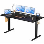 Electric Adjustable Height Standing Desk – Sit‑to‑Stand Splice Board Computer Table with Hooks & Cable Port for Home Office