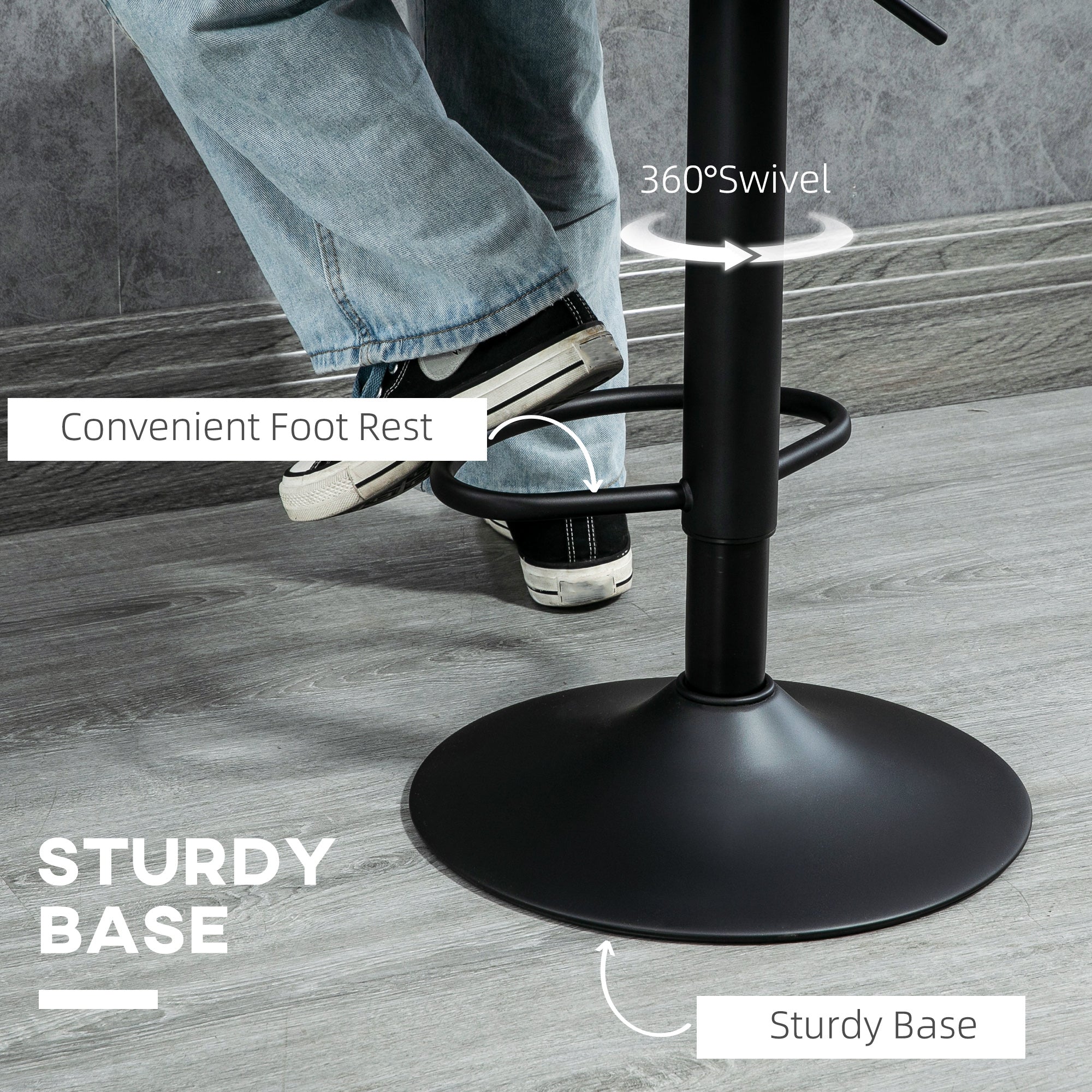 Clay Upholstered Height Adjustable Counter/Barstools with Swivel Seat-Set of 2-Black