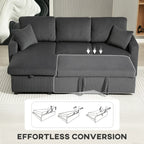 Leo 81" Sleeper Sectional with Storage Chaise-Dark Grey