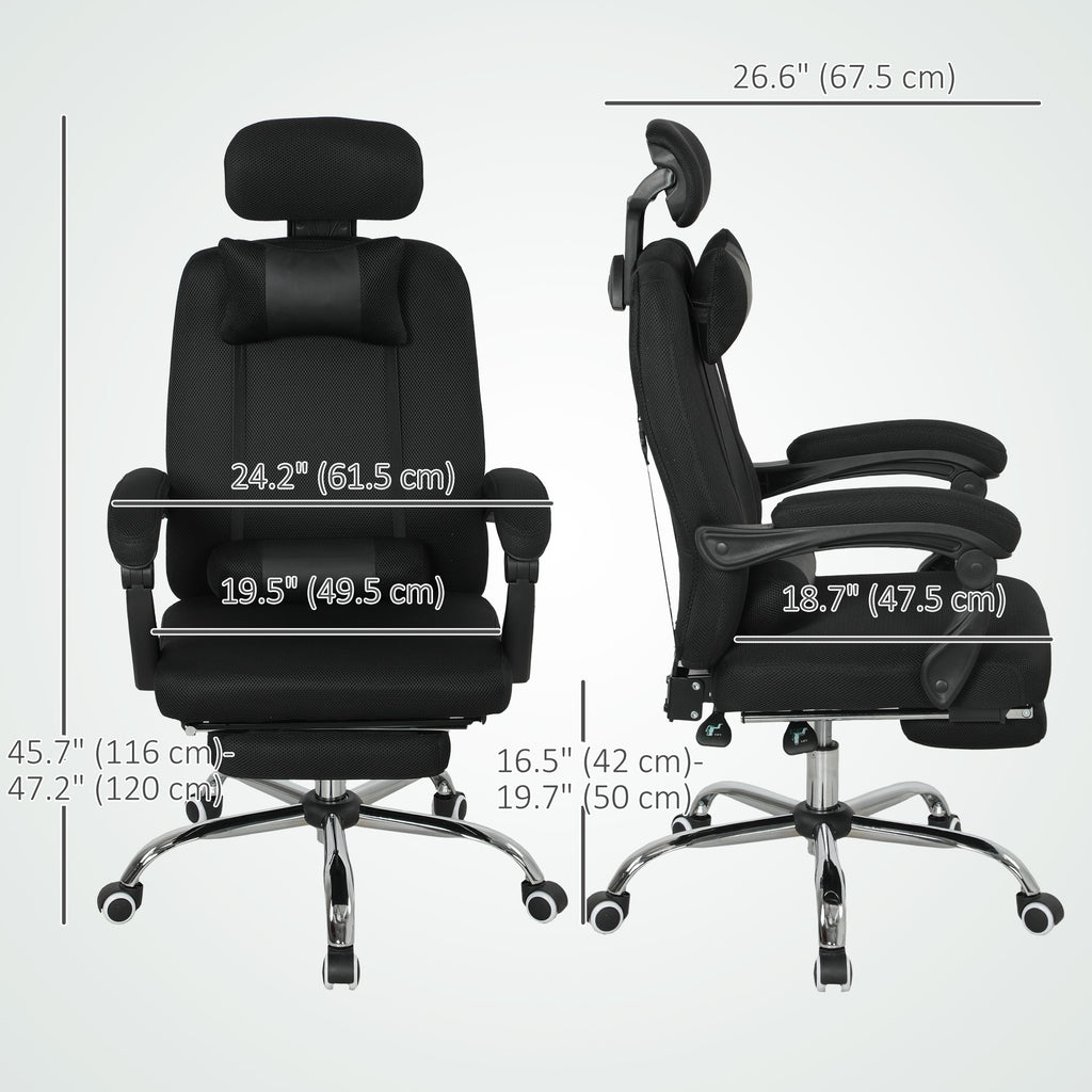 Brady Ergonomic Executive High Back Office Chair with Footrest, Lumbar Support, Black