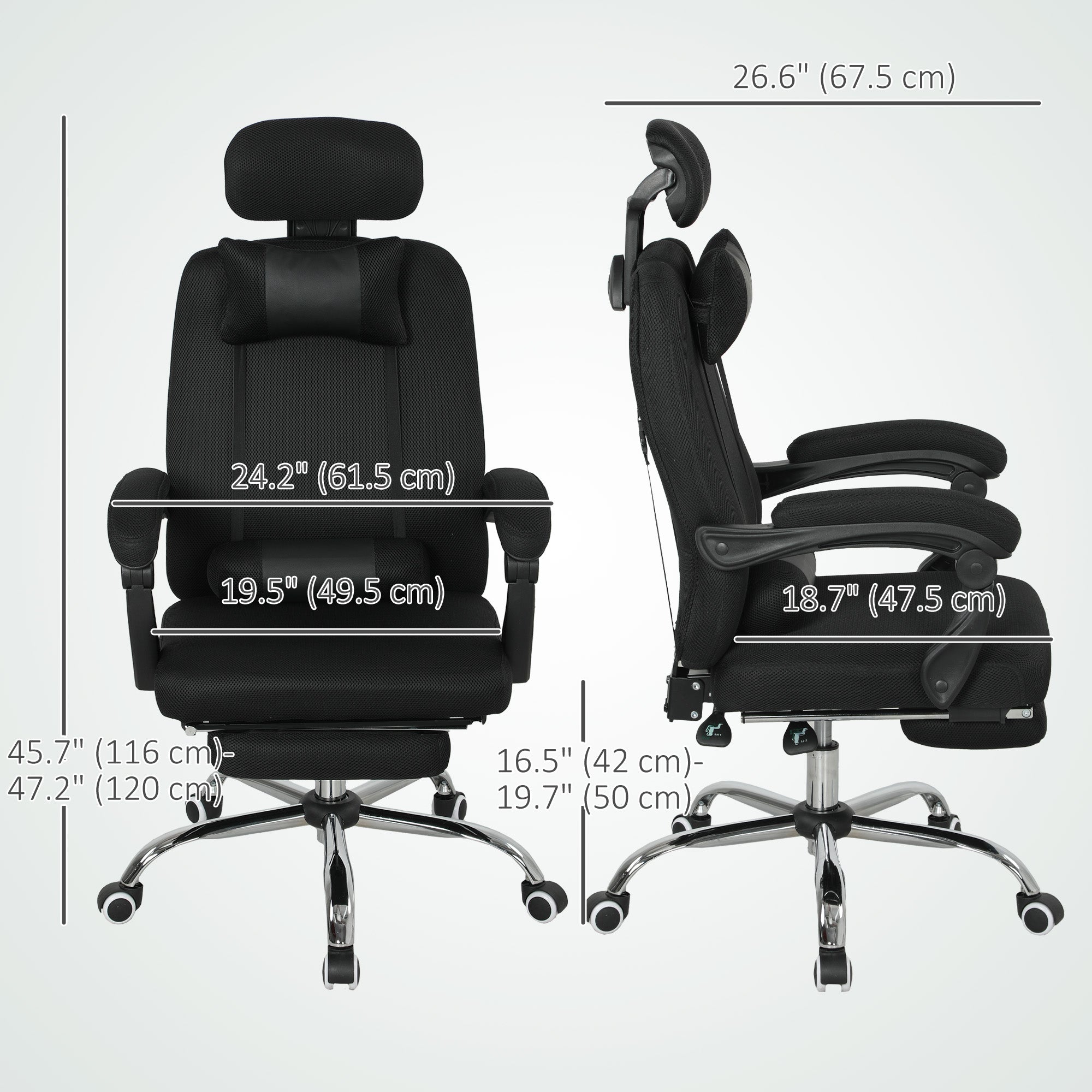 Brady Ergonomic Executive High Back Office Chair with Footrest, Lumbar Support, Black