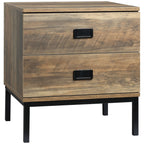 Wallace Nightstand with Storage, Retro Bedside Table, Side Table with 2 Drawers, Steel Frame for Bedroom, Coffee