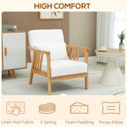 River Accent Upholstered Lounge Chair with Rubber Wood Frame-Cream White