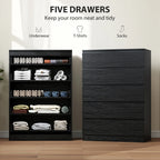 Ali Chest with 5 Drawers for Bedroom and Closets-Black