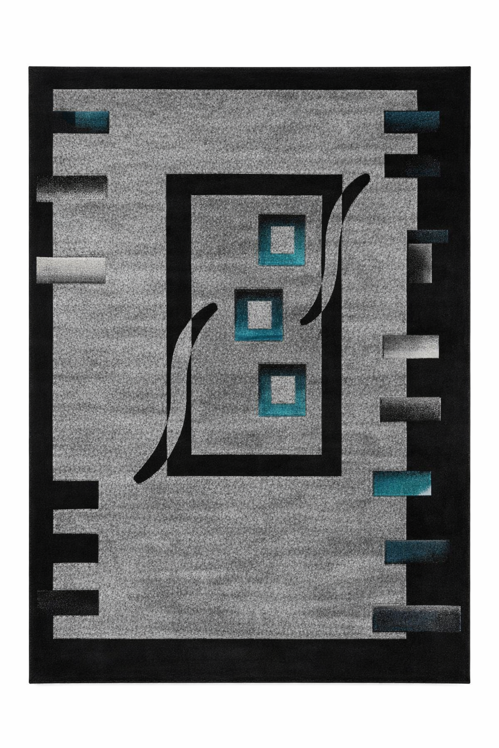 Antonio Modern Gray & Teal Geometric Area Rug 8x10 | Non-Slip Large Living Room Rug | Boho Teal Gray Floor Rug