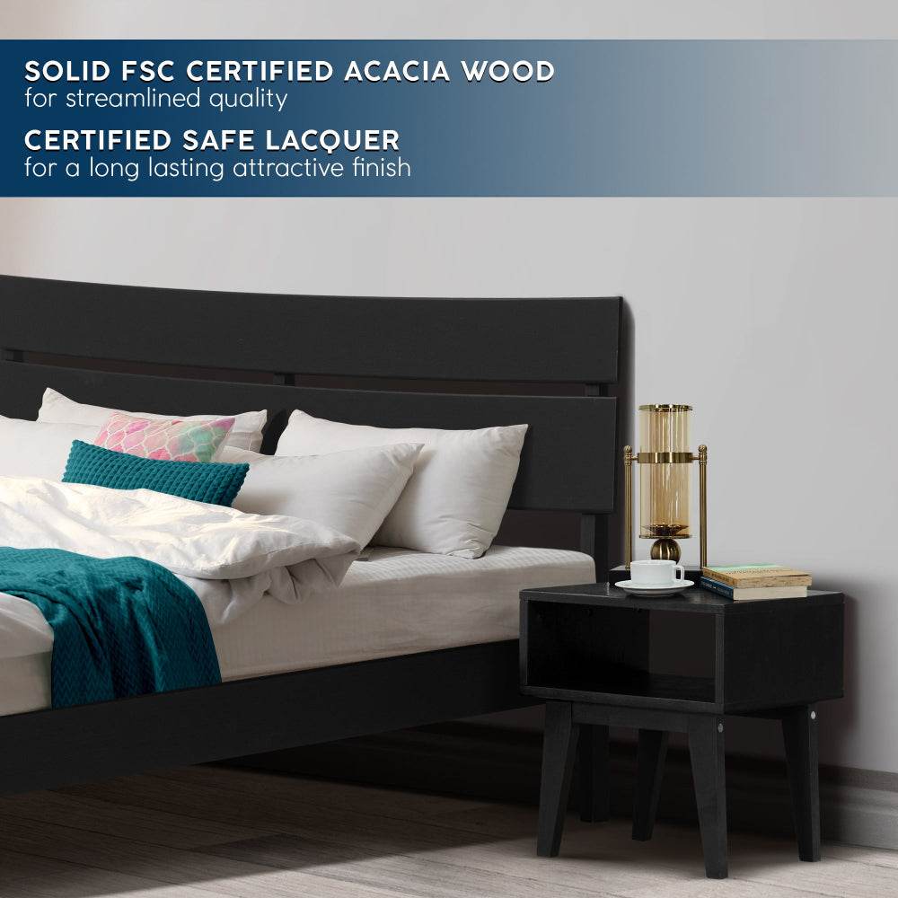 Slother-Aurora Solid Wood Bed Frame and Matching Nightstand Bedroom Set