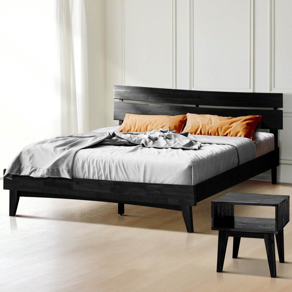 Solid wood bed frame