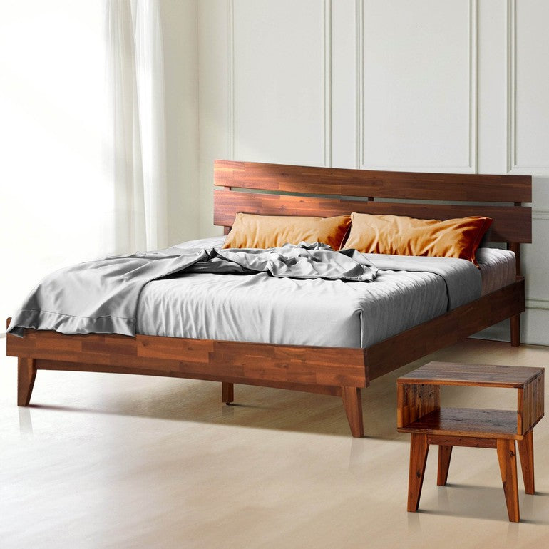 Slother Aurora Solid Wood Bed Frame and Matching Nightstand Bedroom Set